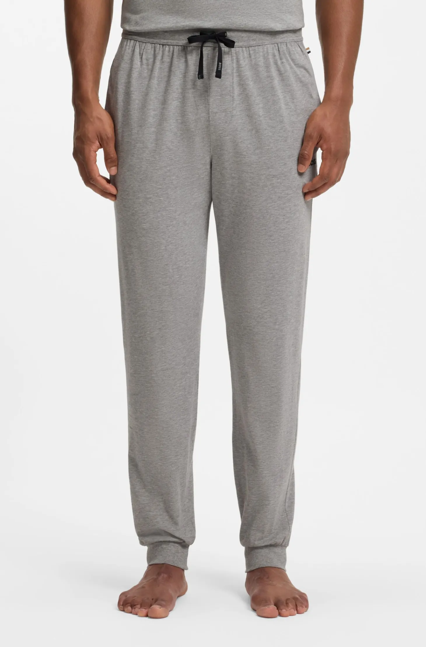 Stretch-cotton tracksuit bottoms with embroidered logo