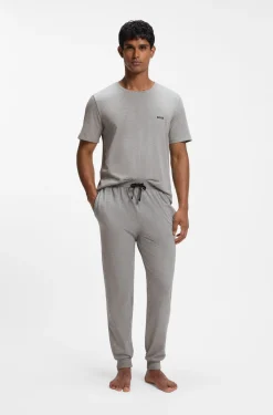 Stretch-cotton tracksuit bottoms with embroidered logo