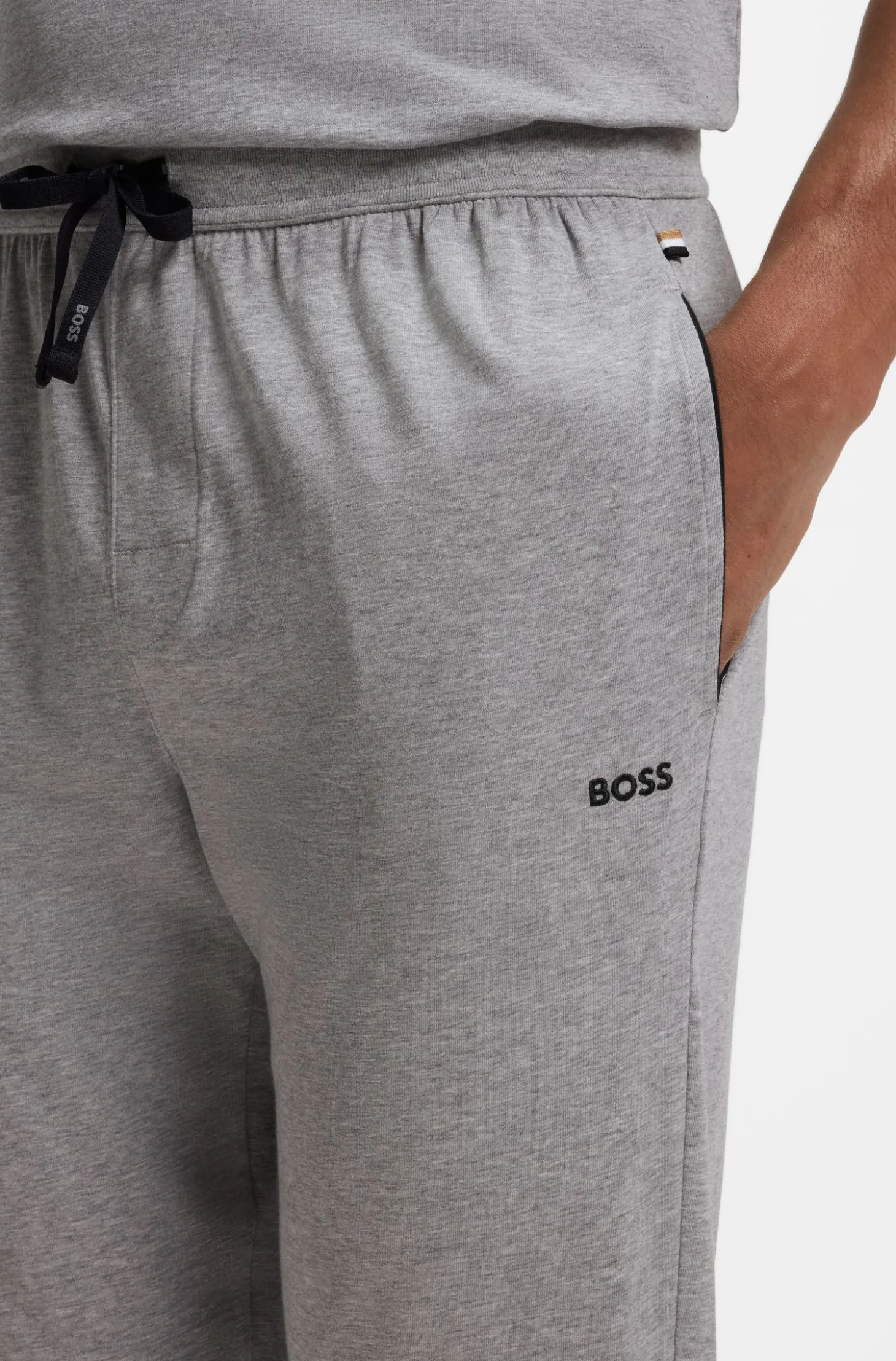 Stretch-cotton tracksuit bottoms with embroidered logo