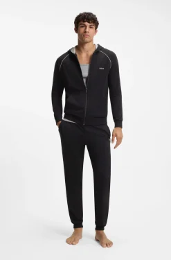 Stretch-cotton tracksuit bottoms with embroidered logo