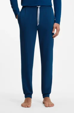 Stretch-cotton tracksuit bottoms with embroidered logo