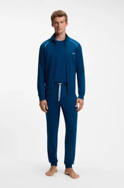 Stretch-cotton tracksuit bottoms with embroidered logo