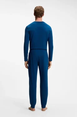 Stretch-cotton tracksuit bottoms with embroidered logo