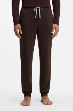 Stretch-cotton tracksuit bottoms with embroidered logo
