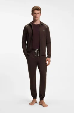 Stretch-cotton tracksuit bottoms with embroidered logo