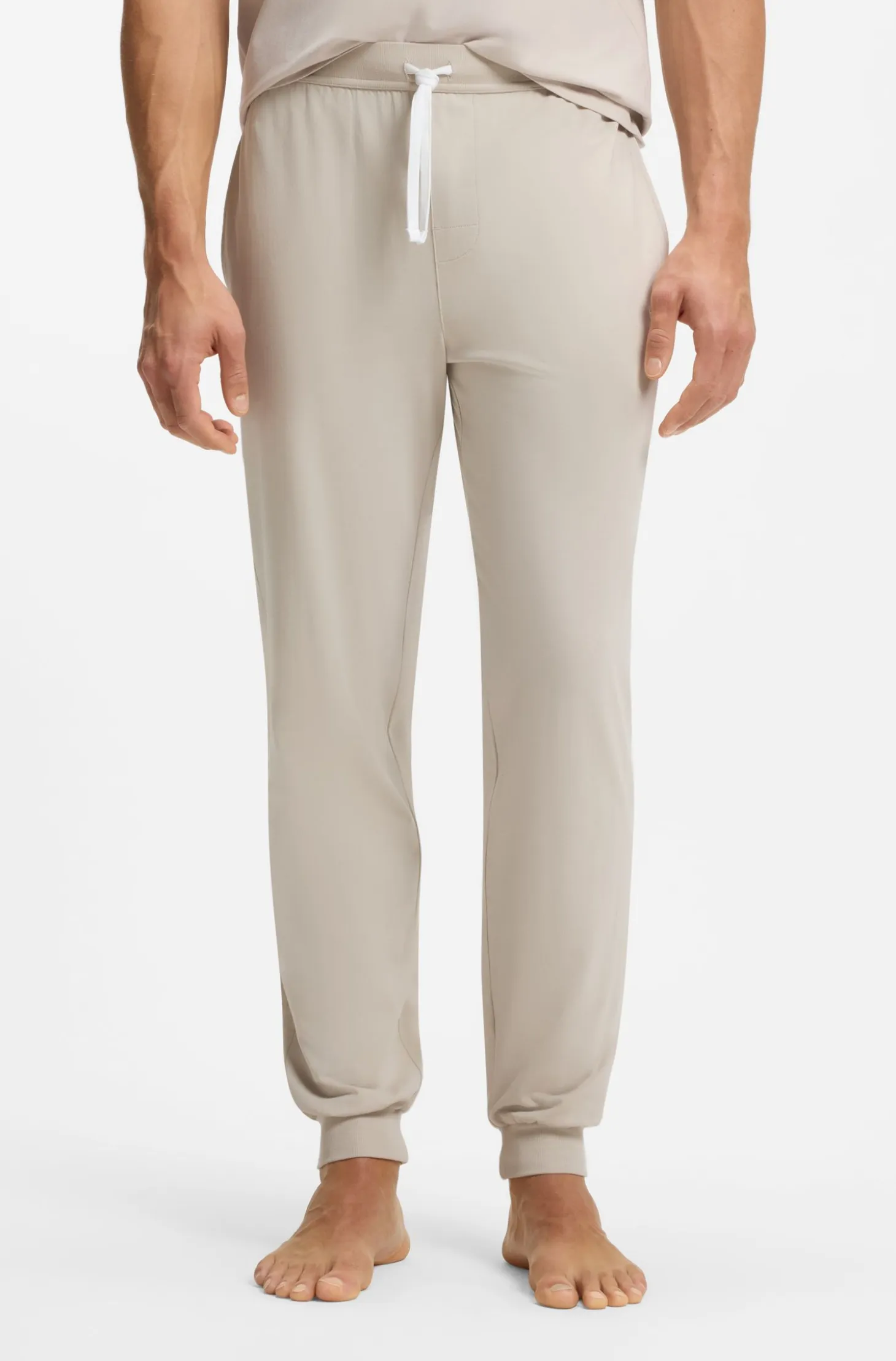 Stretch-cotton tracksuit bottoms with embroidered logo