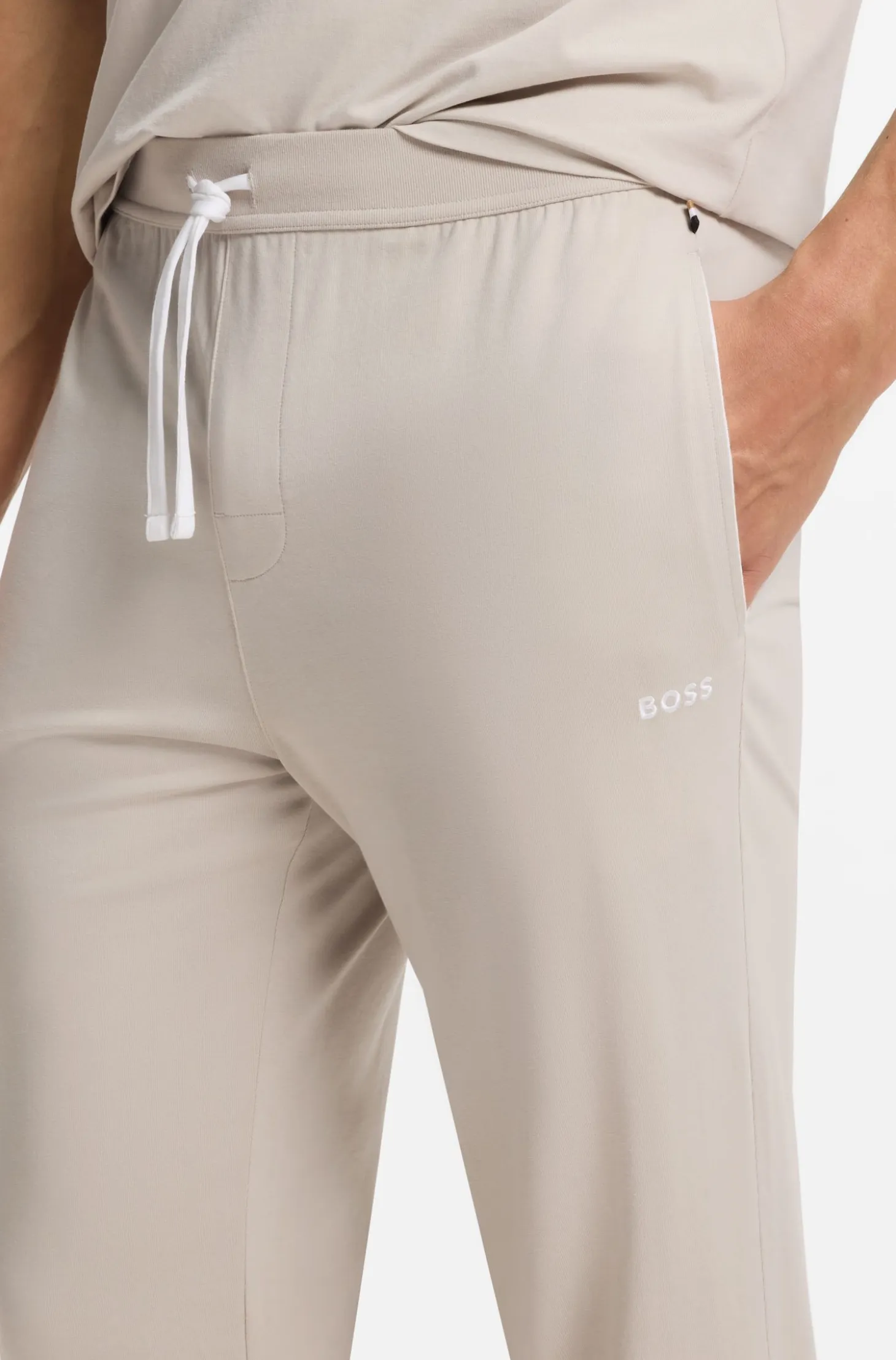 Stretch-cotton tracksuit bottoms with embroidered logo