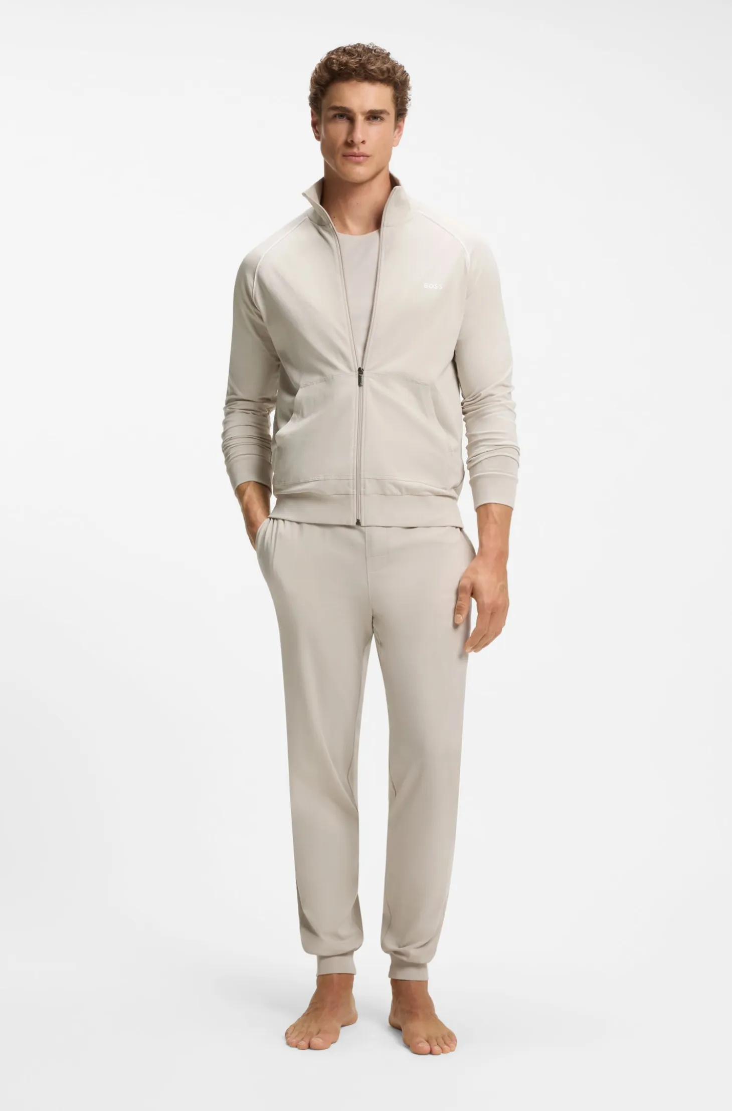 Stretch-cotton tracksuit bottoms with embroidered logo