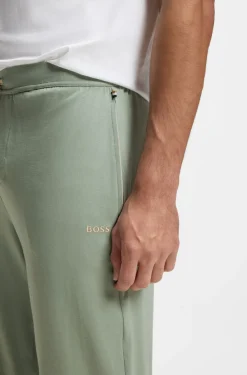 Stretch-cotton tracksuit bottoms with embroidered logo