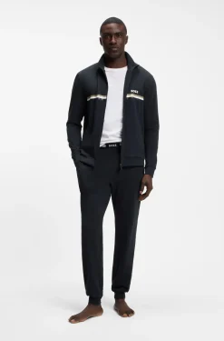 Stretch-cotton tracksuit set with logo and signature stripe
