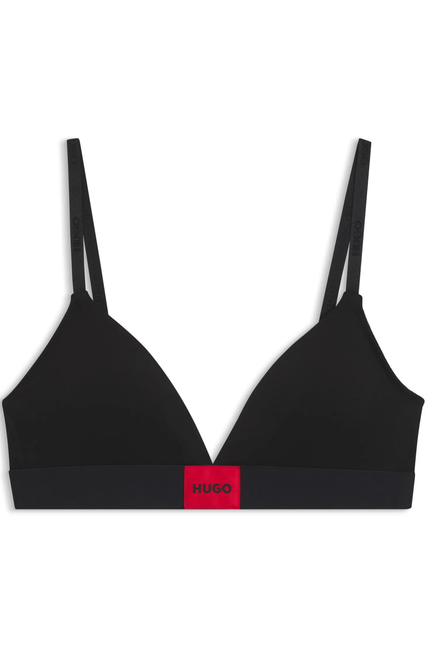 Stretch-cotton triangle bra with red logo