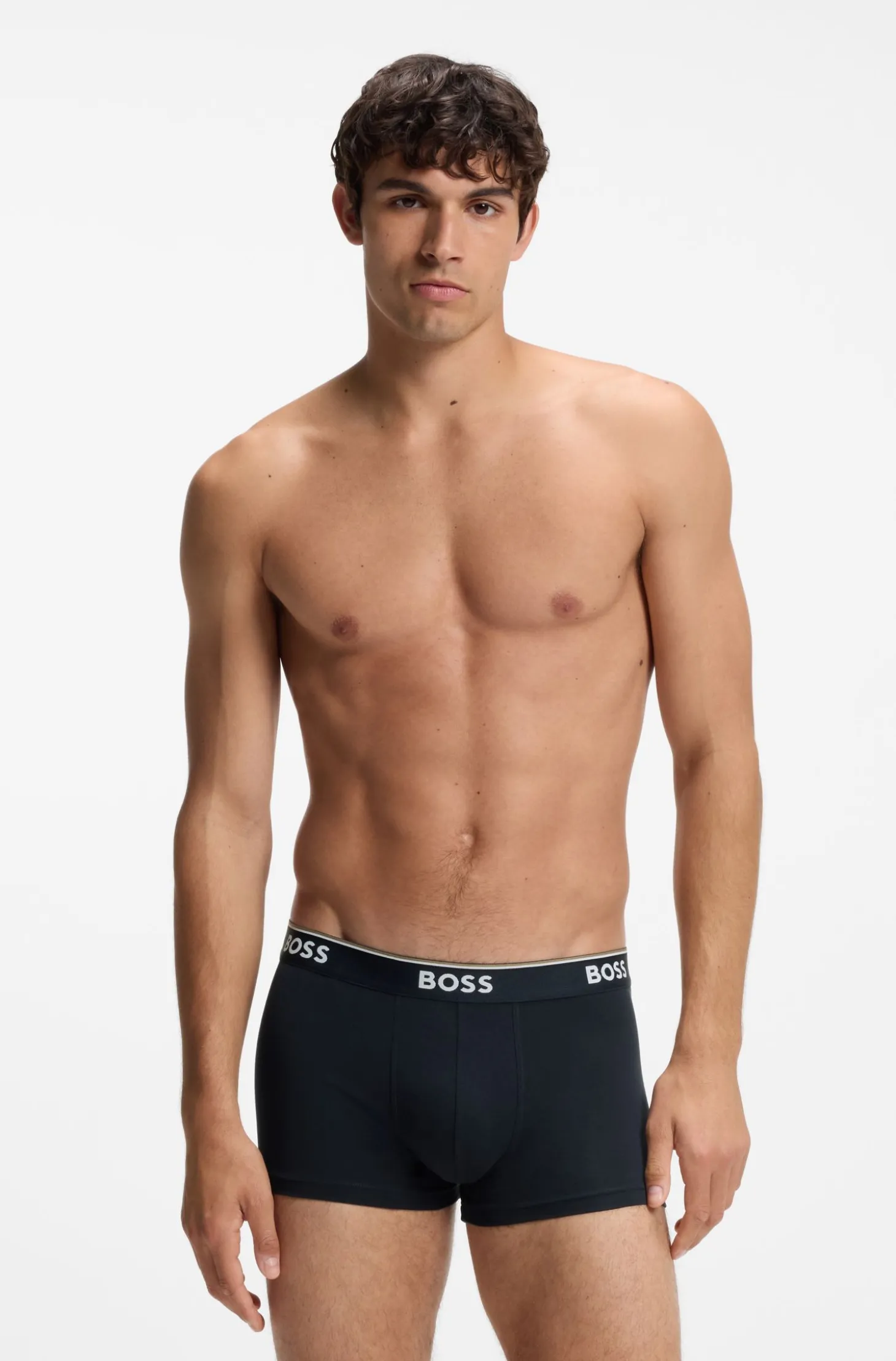 Stretch-cotton trunks with repeat logos