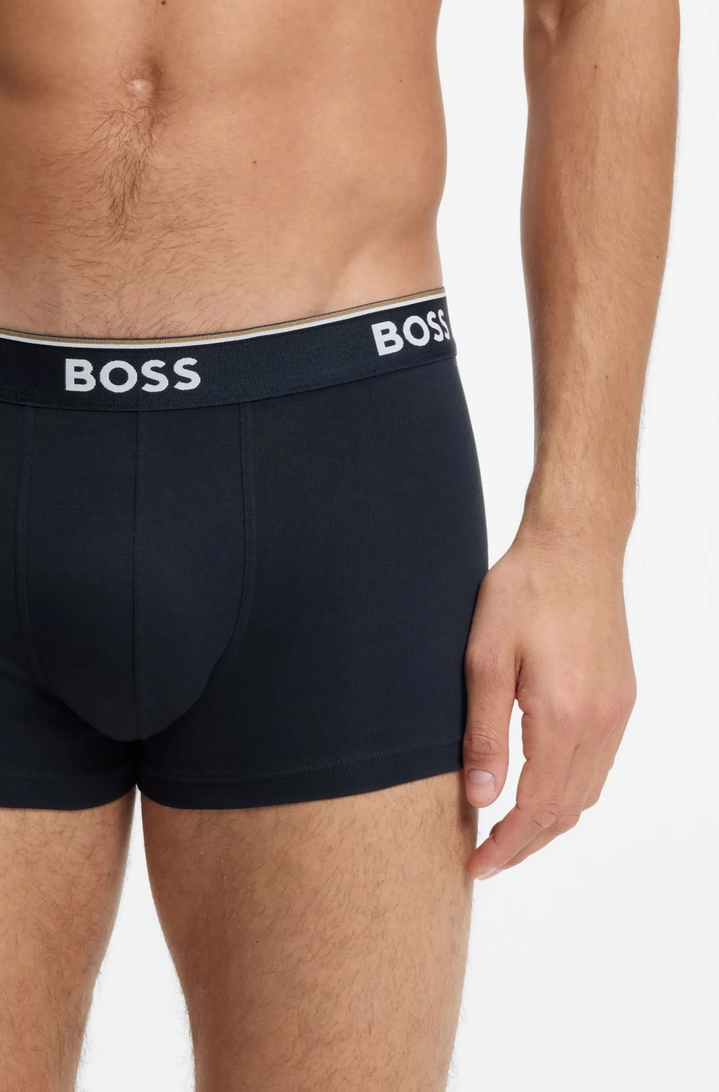 Stretch-cotton trunks with repeat logos