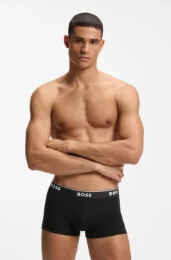 Stretch-cotton trunks with repeat logos