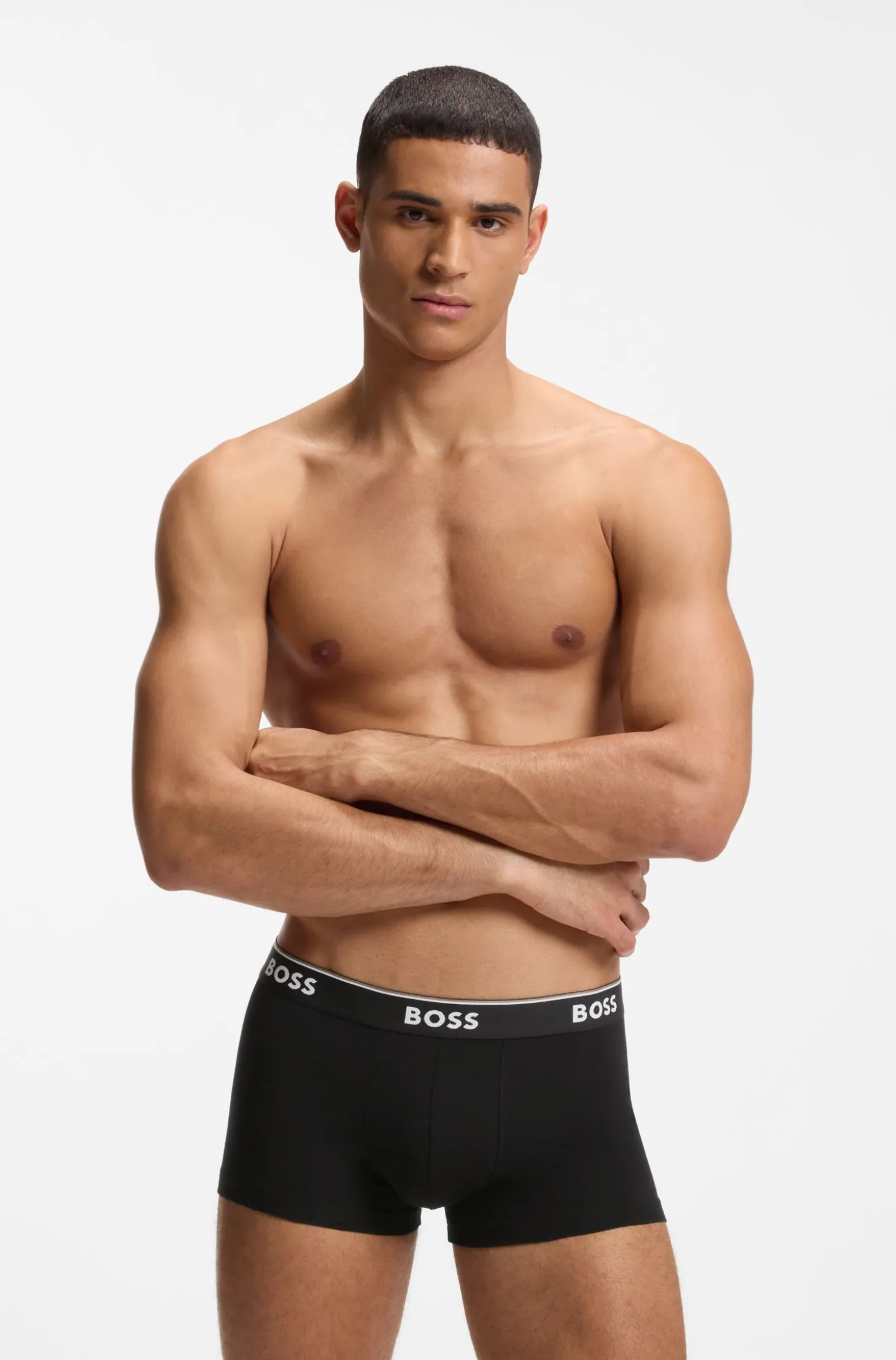 Stretch-cotton trunks with repeat logos