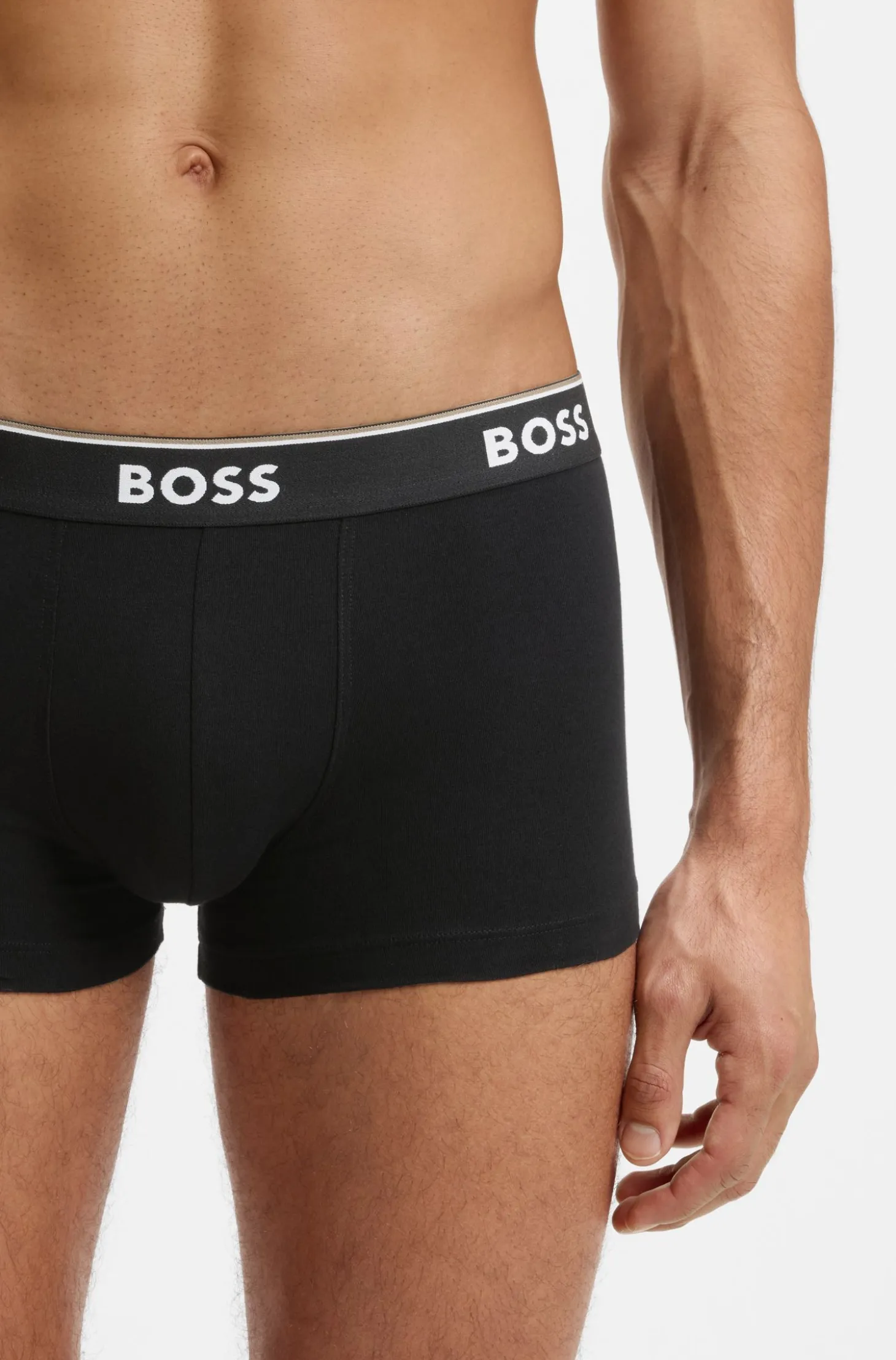 Stretch-cotton trunks with repeat logos