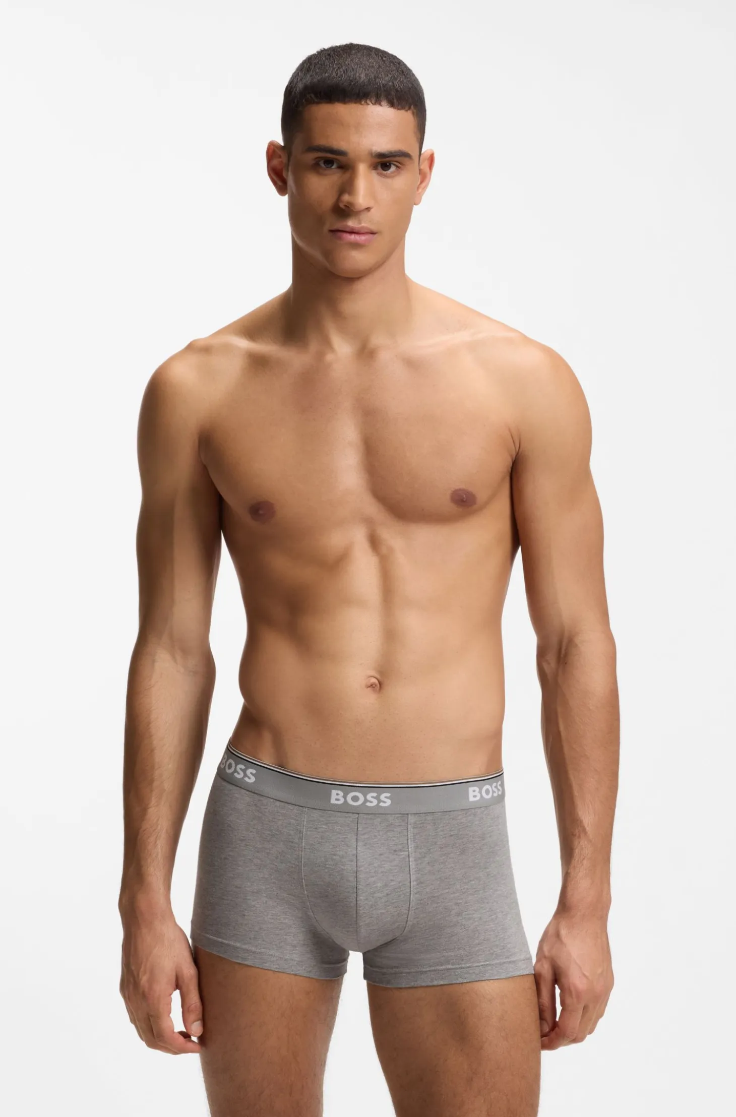 Stretch-cotton trunks with repeat logos