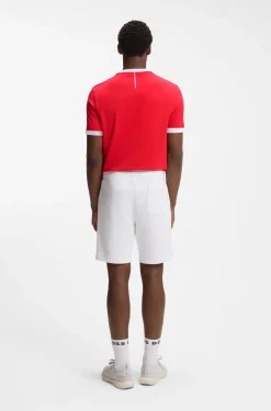 Stretch-cotton T-shirt with country flag and logo