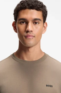 Stretch-cotton T-shirt with contrast logo