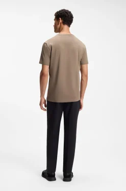 Stretch-cotton T-shirt with contrast logo