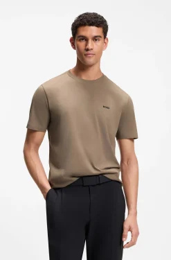 Stretch-cotton T-shirt with contrast logo