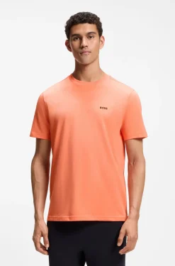 Stretch-cotton T-shirt with contrast logo