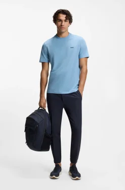 Stretch-cotton T-shirt with contrast logo