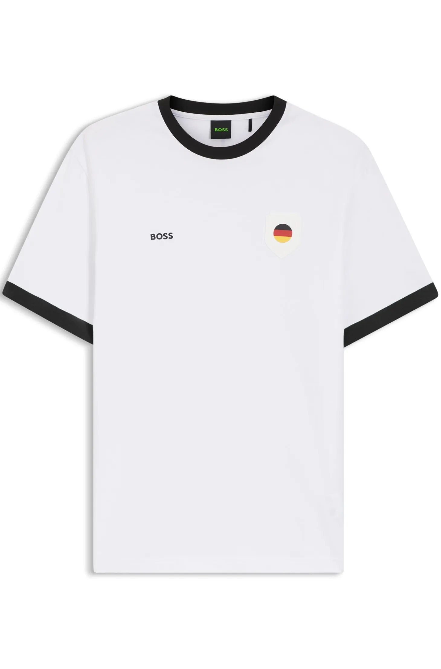Stretch-cotton T-shirt with country flag and logo