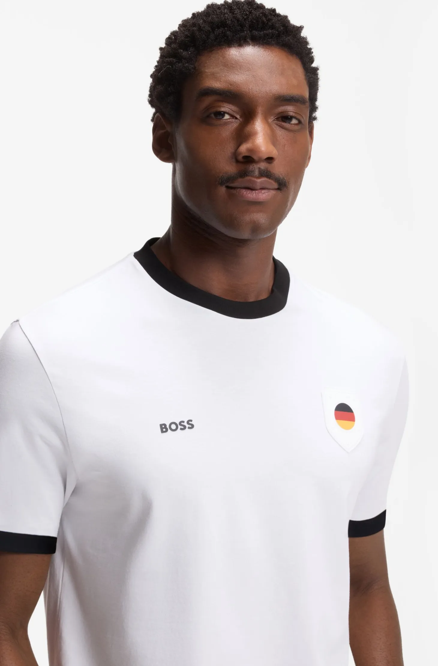 Stretch-cotton T-shirt with country flag and logo