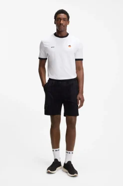 Stretch-cotton T-shirt with country flag and logo