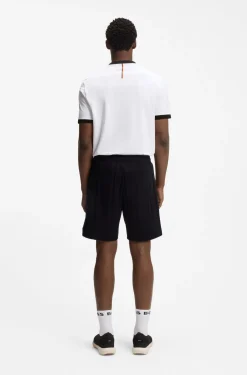 Stretch-cotton T-shirt with country flag and logo