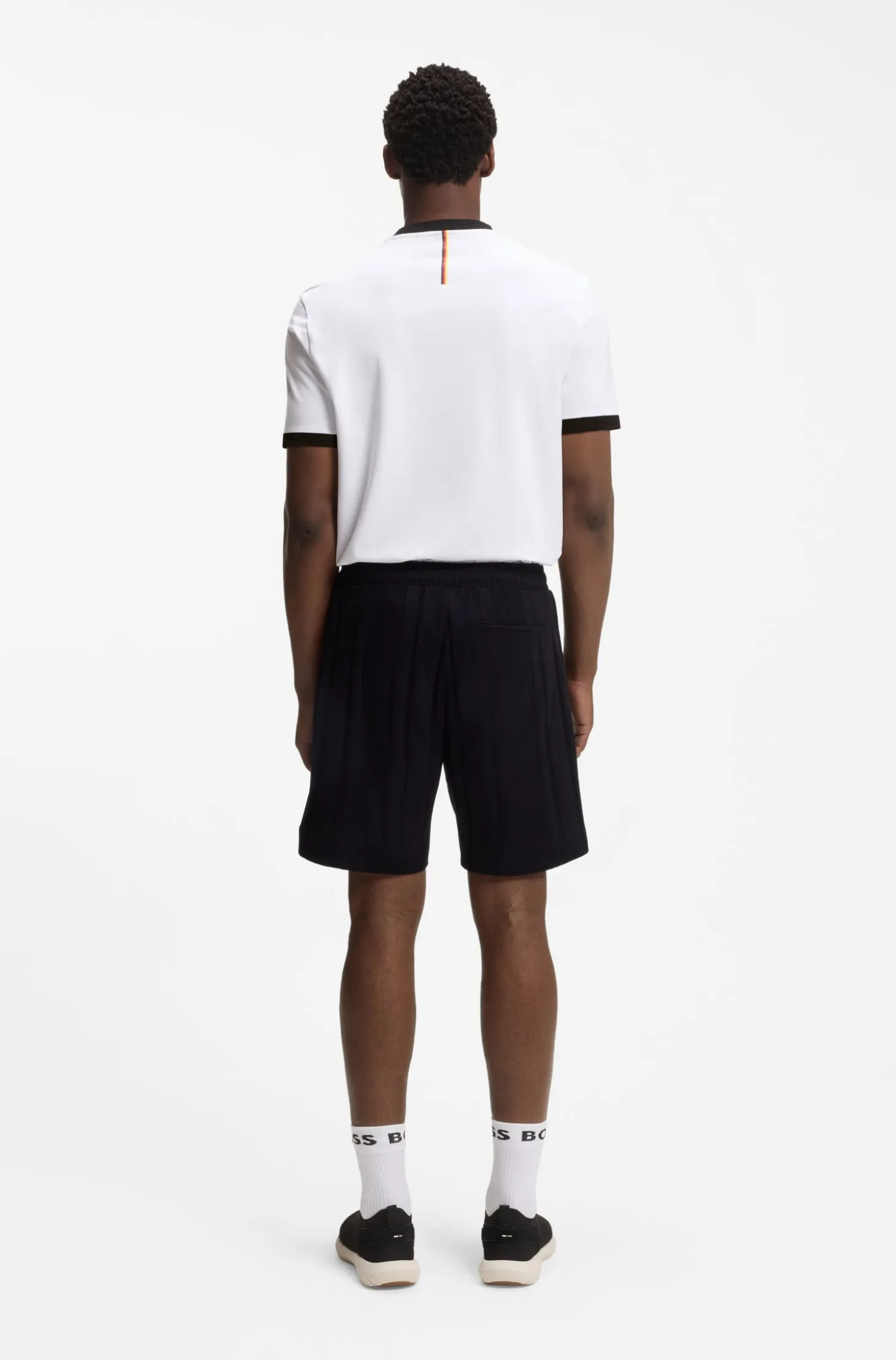 Stretch-cotton T-shirt with country flag and logo