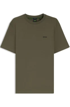 Stretch-cotton T-shirt with contrast logo