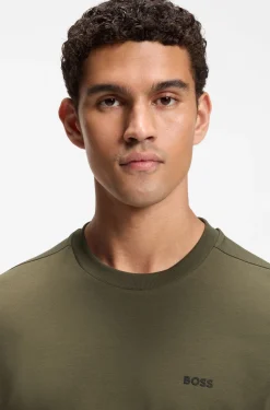 Stretch-cotton T-shirt with contrast logo