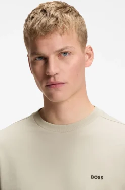 Stretch-cotton T-shirt with contrast logo