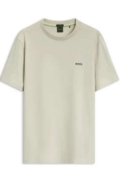 Stretch-cotton T-shirt with contrast logo