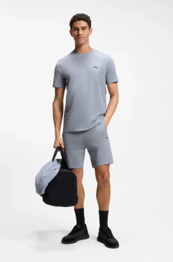 Stretch-cotton T-shirt with contrast logo