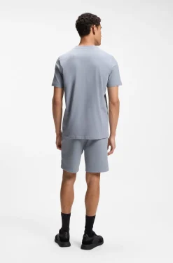 Stretch-cotton T-shirt with contrast logo