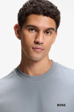 Stretch-cotton T-shirt with contrast logo