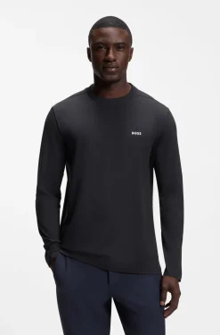 Stretch-cotton T-shirt with contrast logo