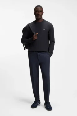 Stretch-cotton T-shirt with contrast logo
