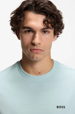 Stretch-cotton T-shirt with contrast logo