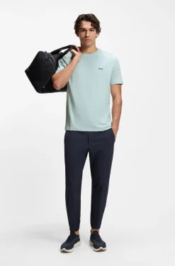 Stretch-cotton T-shirt with contrast logo