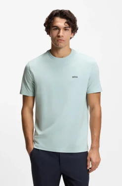 Stretch-cotton T-shirt with contrast logo