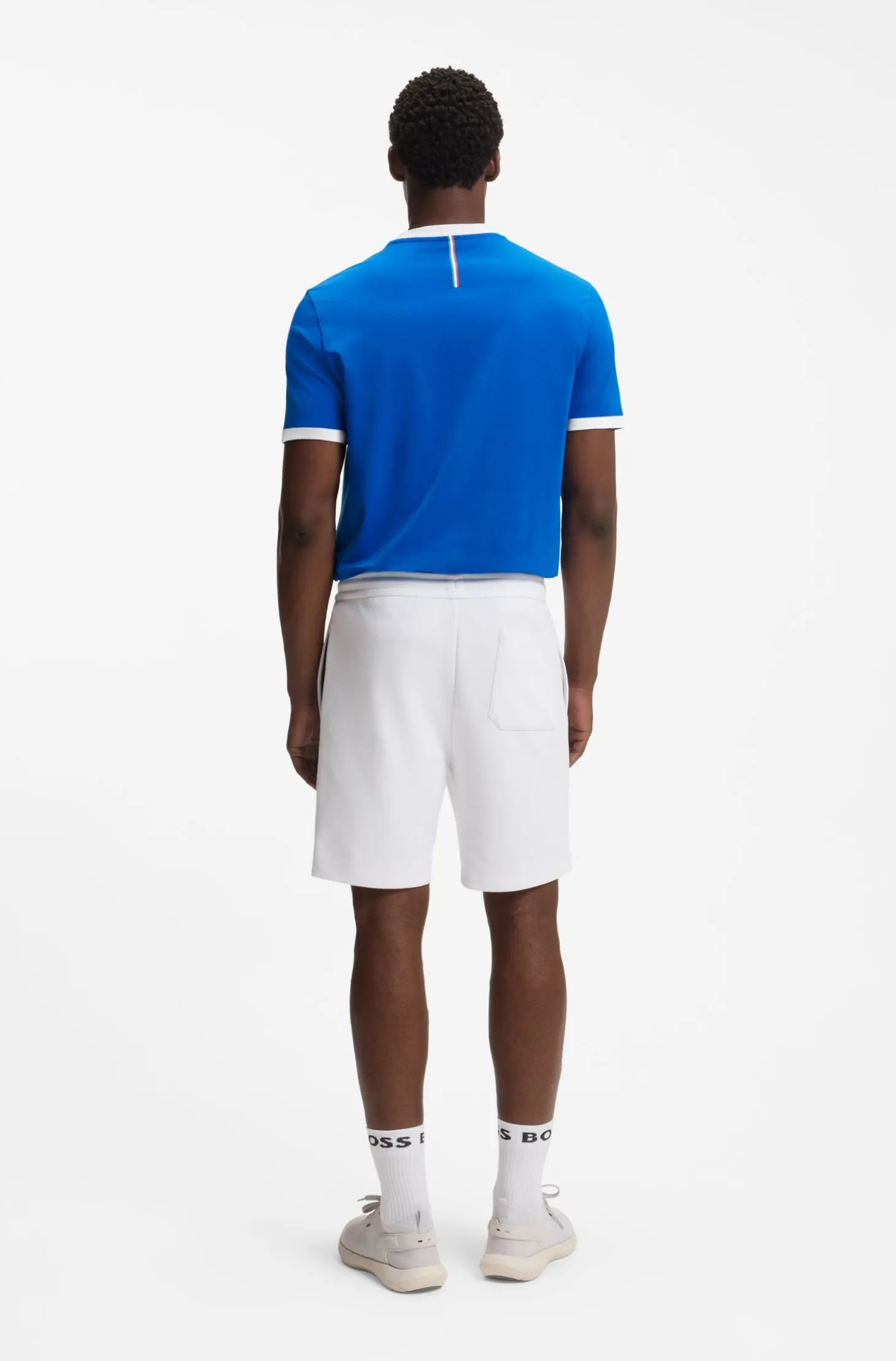 Stretch-cotton T-shirt with country flag and logo
