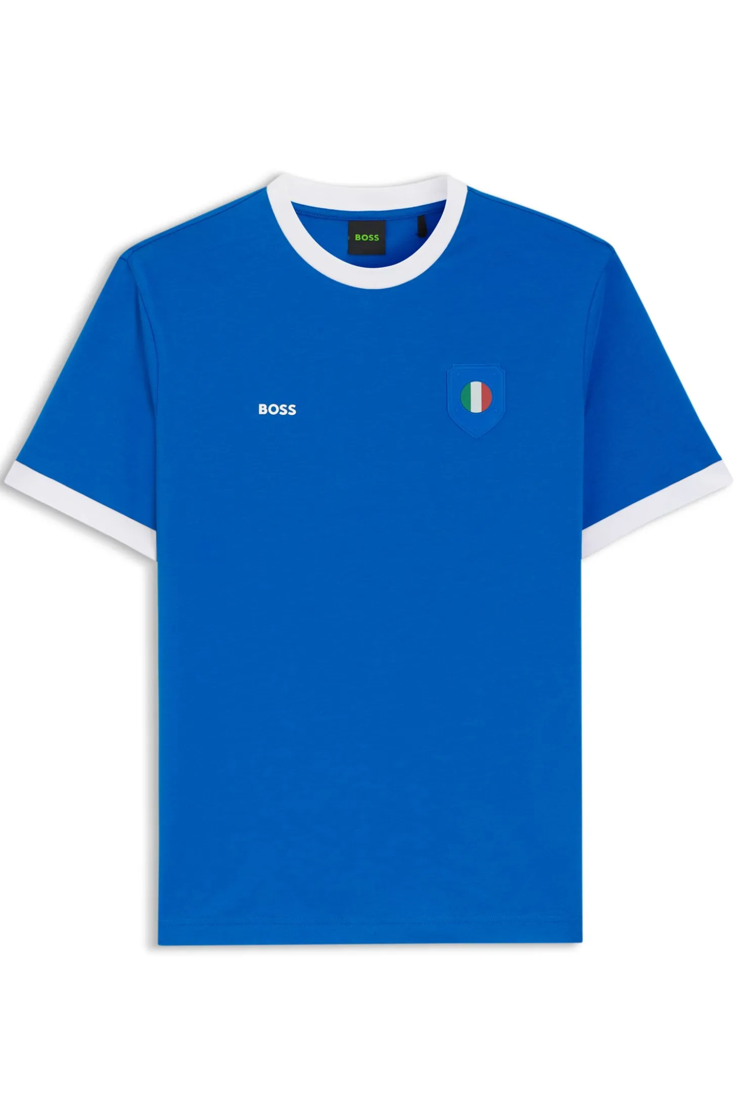 Stretch-cotton T-shirt with country flag and logo