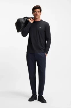 Stretch-cotton T-shirt with contrast logo