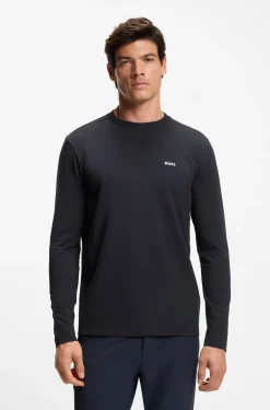 Stretch-cotton T-shirt with contrast logo