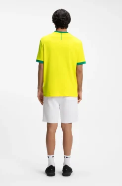 Stretch-cotton T-shirt with country flag and logo