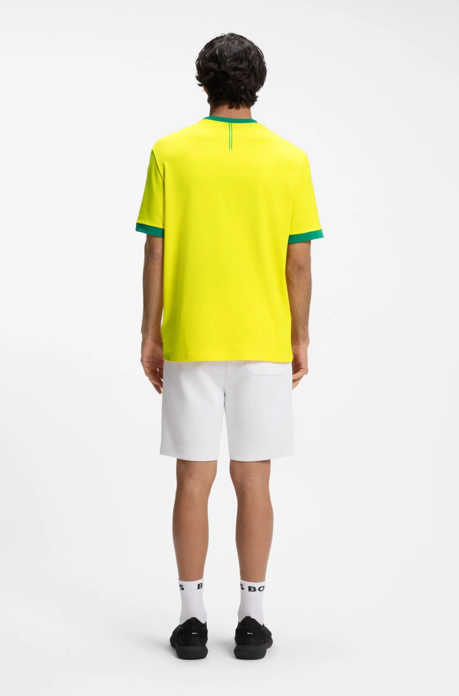 Stretch-cotton T-shirt with country flag and logo